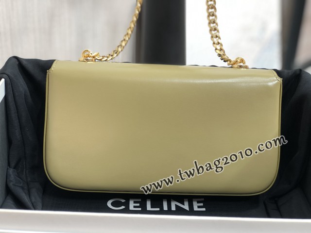 Celine專櫃2023新款小號亮澤牛皮革鏈條包 賽琳凱旋門鎖扣金屬鏈條腋下包 sldj2404